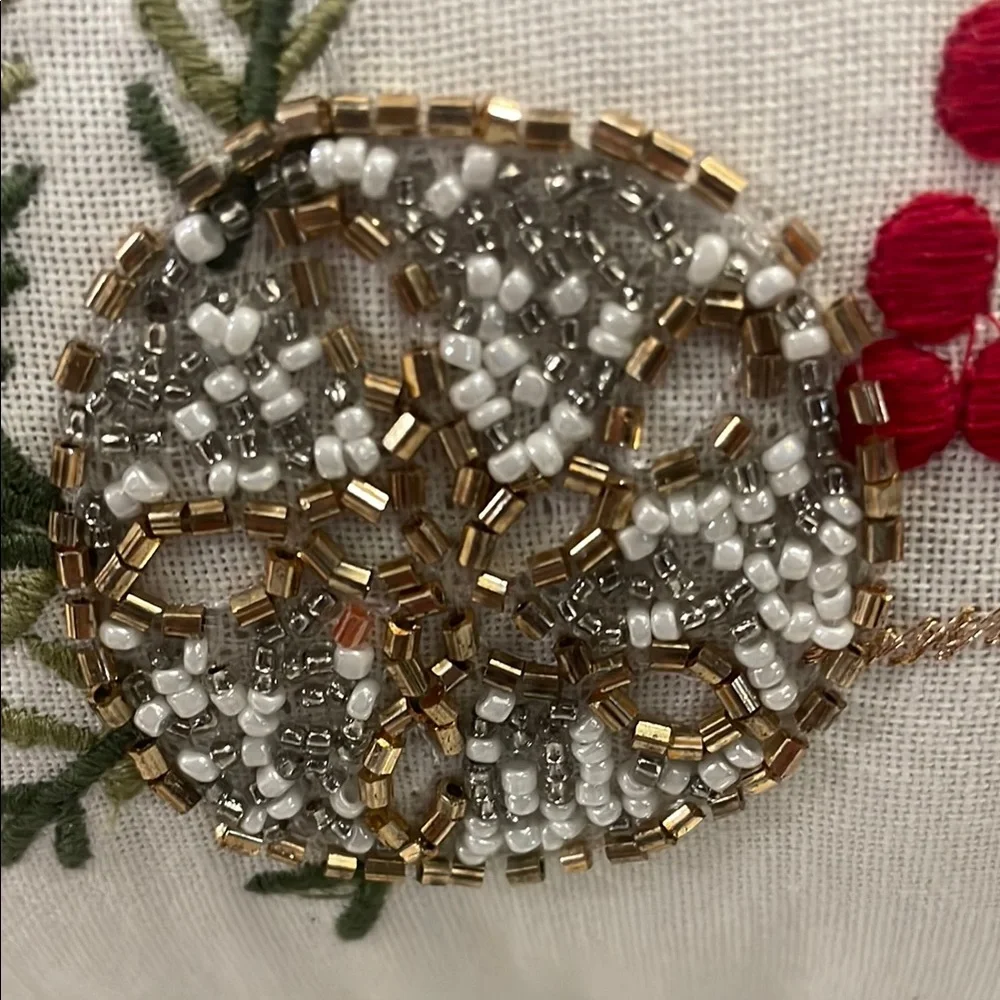 Embroidered beaded Pillow shells, sea-stars, sand dollar Wreath Joy to the World